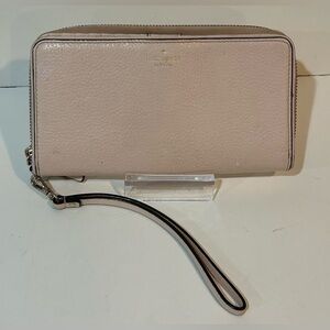 Kate Spade Blush Wristlet zip around wallet large clutch